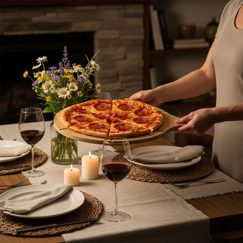 Bamboo Pizza Boards Set, 2-Piece with Grooves 2