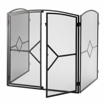 Iron Fireplace Screen, 3-Piece with Door