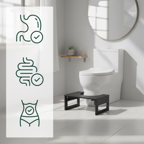 Folding Bamboo Toilet Stool, Non-Slip, Compact 2