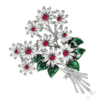 Elegante strass Daisy Flower broche voor dames en heren,-Wit