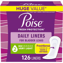 Poise Daily Liners, Incontinence Panty Liners for Bladder Leaks, Regular Length, 126 Count of Pantiliners, Packaging May Vary (Regular Length)