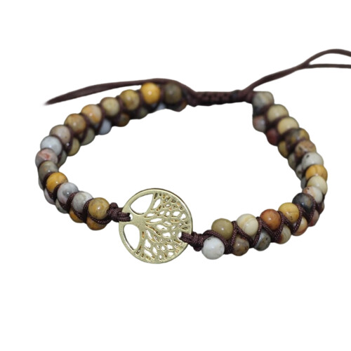 Adjustable Unisex Natural Turquoise Bead Bangle Double Layer-17
