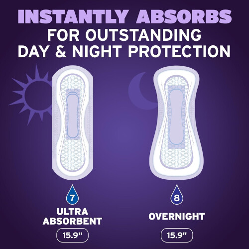 Poise Overnight Incontinence & Postpartum Pads for Bladder Leaks, 8 Drop Extra Coverage, 36 Count 2