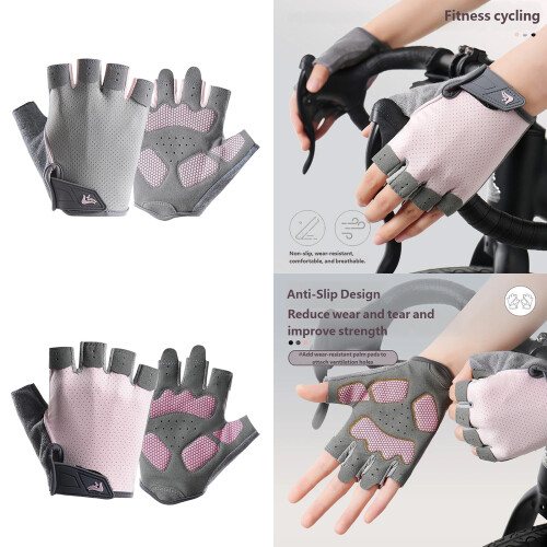 2pcs Breathable Biking Gloves Sun Protective-black gray M 2