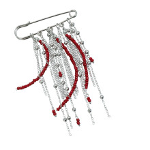 Chaînes de perles rouges confortables, broche à franges,