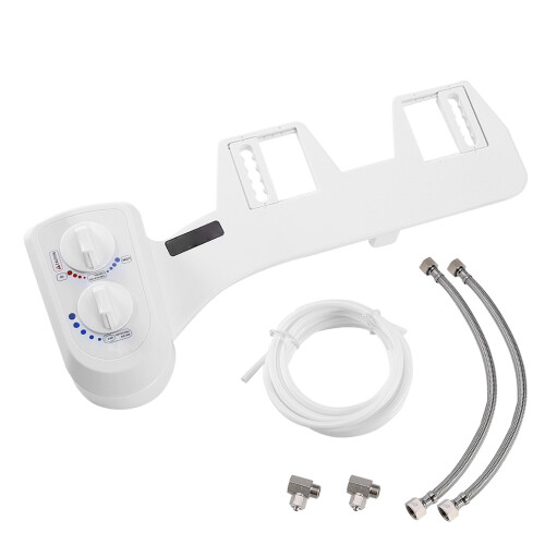 Accesorio de bidé para inodoro, ABS, blanco, 44 cm, limpieza integrada.