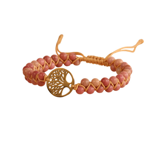 Stylish Double Braided Turquoise Bead Bracelet Tree Charm-12