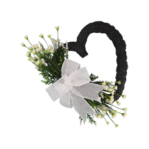 Decorative Heart Shape Wreath Plastic Safe Hanging-White