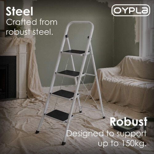 Oypla Oypla Foldable 4 Step Ladder Stepladder Non Slip Tread Safety Steel Step 1