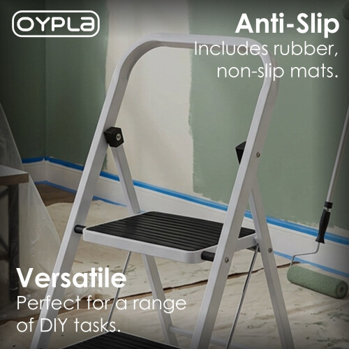 Oypla Oypla Foldable 4 Step Ladder Stepladder Non Slip Tread Safety Steel Step 2