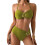 Women's Ring Linked Tie Backless Halter Bikini-mustardgreen M 1