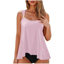 2 Piece Bathing Suits for Women Ruffle with Shorts-Pink M