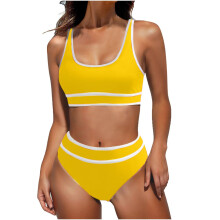 Women's High Waisted Bikini Sets Sporty Two Piece-Yellow S