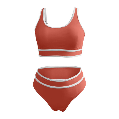 Damen-Bikini-Sets mit hoher Taille, sportliche-Schwarz L 2