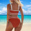 Damen-Bikini-Sets mit hoher Taille, sportliche-deeppurple S 4