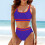 Damen-Bikini-Sets mit hoher Taille, sportliche-deeppurple S 7