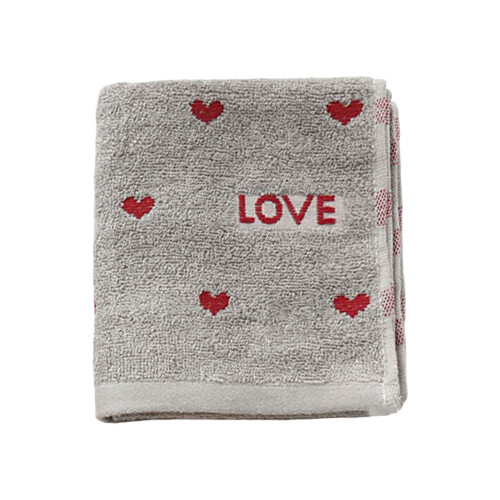 Cotton Thick Bath Towel for Valentines Day Couples-Light Grey