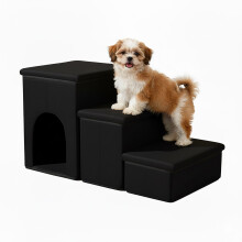 Foldable Dog Stairs, 3 Steps with Storage and Non-Slip Base
