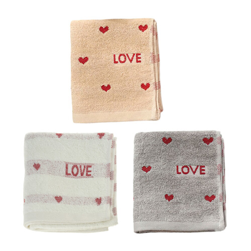 Cotton Thick Bath Towel for Valentines Day Couples-Light Grey 1