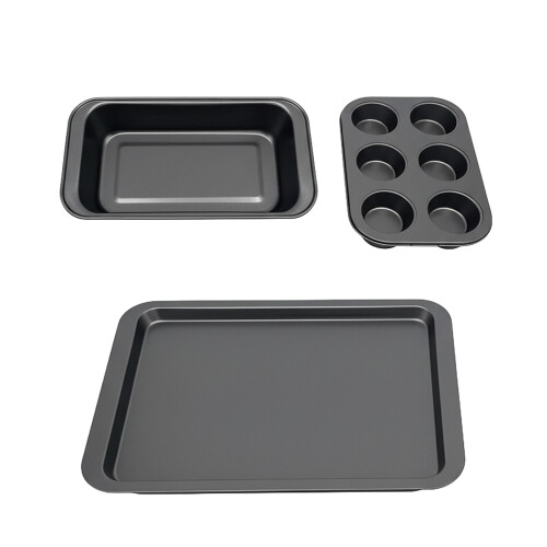 3-teiliges Antihaft-Backform-Set - Muffin-, Kasten- und Bratform