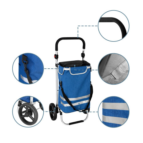 Foldable Shopping Trolley, 45L, Cooler Bag, 35kg Capacity 2