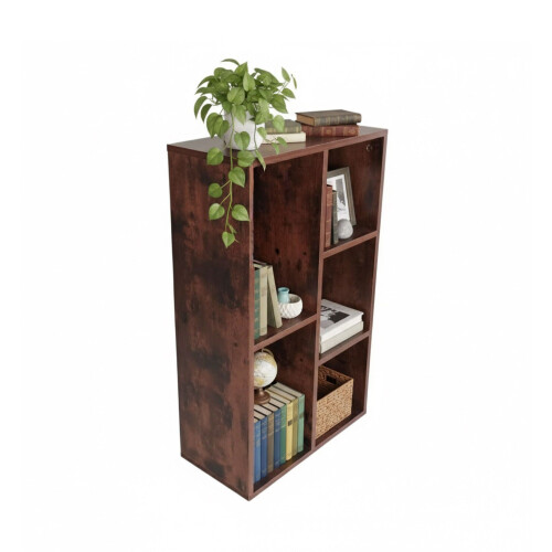 Vintage Bookcase, 5-Shelf Wood-Grain Veneer
