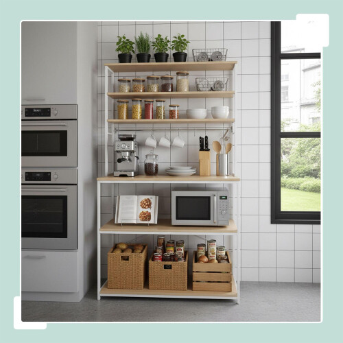 Kitchen Shelf with Worktop and Storage Space 2