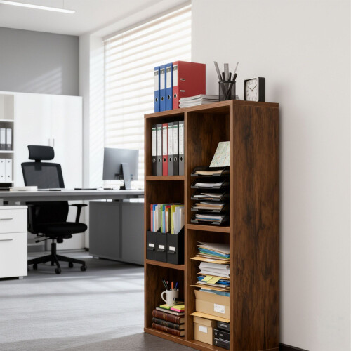 Vintage Bookcase, 5-Shelf Wood-Grain Veneer 2