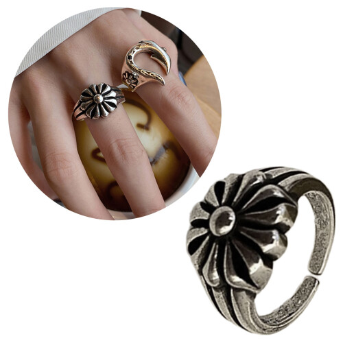 Heavy Workmanship Vintage Inspired Floral Rings Adjustable 1
