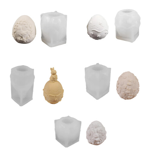 Embossed Hare Easter Eggs Silicone Molds for Resin Casting-C. 1