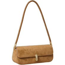 Mittelgroße Damen-Schultertasche aus Wildleder mit Schulterverschluss in Braun, ideal für den täglichen Gebrauch