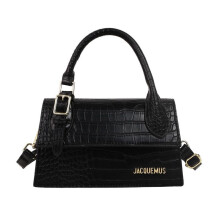 Quadratische Handtasche im koreanischen Stil mit Steinmuster, minimalistische, lässige schwarze Schulter-/Umhängetasche