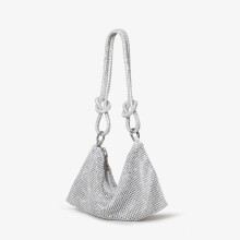 Elegante Damen-Clutch mit goldenen Strasssteinen, perfekt f眉r Abende und Hochzeiten.