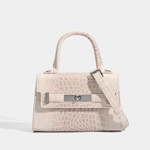 Kelly Bag mit Krokodilmuster, minimalistische, elegante Handtasche, khakifarbene Schulter- und Umhängetasche