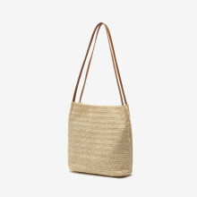 Strandtasche aus Stroh für Damen, sommerliche Bucket Bag, Hobo-Schultertasche, lässige modische Handtasche