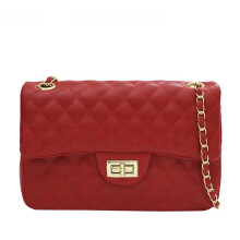Gesteppte quadratische Tasche mit Überschlag & Kettenriemen, rot, elegante Schultertasche.