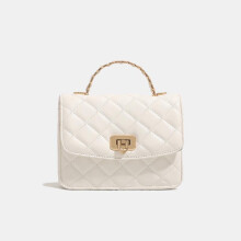 Women's Fashion Quilted Chain Shoulder Bag, Elegant Top Handle Mini Square Bag, French Style Crossbody Purse