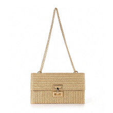 Kleine geweven raffia schoudertas voor dames, een boho zomerse clutch of strandtas.