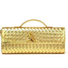 Clutch feminina formal em couro trançado para eventos noturnos, bolsa grande conversível em bolsa de ombro para casamentos e festas.
