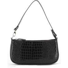 Retro-Clutch aus Kunstleder in Krokodiloptik, klassische Schultertasche für Damen