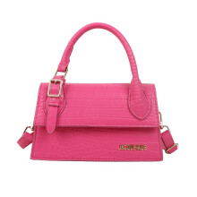 Quadratische Handtasche im koreanischen Stil mit Steinmuster, minimalistische, lässige rosa Schulter-/Umhängetasche