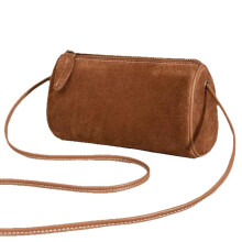 Vintage-Umhängetasche aus Wildleder für Damen, zylinderförmig, mit 2 verstellbaren Riemen für den täglichen Gebrauch