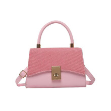 Elegante minimalistische quadratische Handtasche, lässige rosa Umhängetasche für Pendler