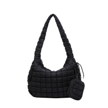 Große gesteppte Damen-Tasche mit Beutel, Hobo-Umhängetasche