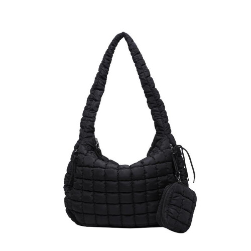 Große gesteppte Damen-Tasche mit Beutel, Hobo-Umhängetasche
