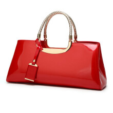 Elegante Damen-Satchel aus Lackleder mit strukturierter Form, Henkeltasche, Umhängetasche, Abendtasche