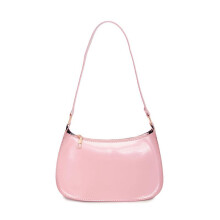 Halbmondförmige Schultertasche aus PU-Leder mit Reißverschluss, minimalistische kleine Handtasche für Damen