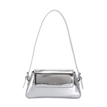 Sac hobo argenté métallisé style années 2000, sac bandoulière compact pour soirée