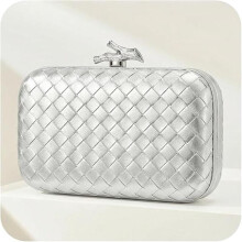 Pochette de soirée chic en cuir PU tissé, sac à main de créateur pour mariage