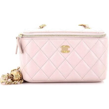 Rosa gesteppte Box-Tasche aus Lammleder, Mini-Umhängetasche mit Kugelverzierung